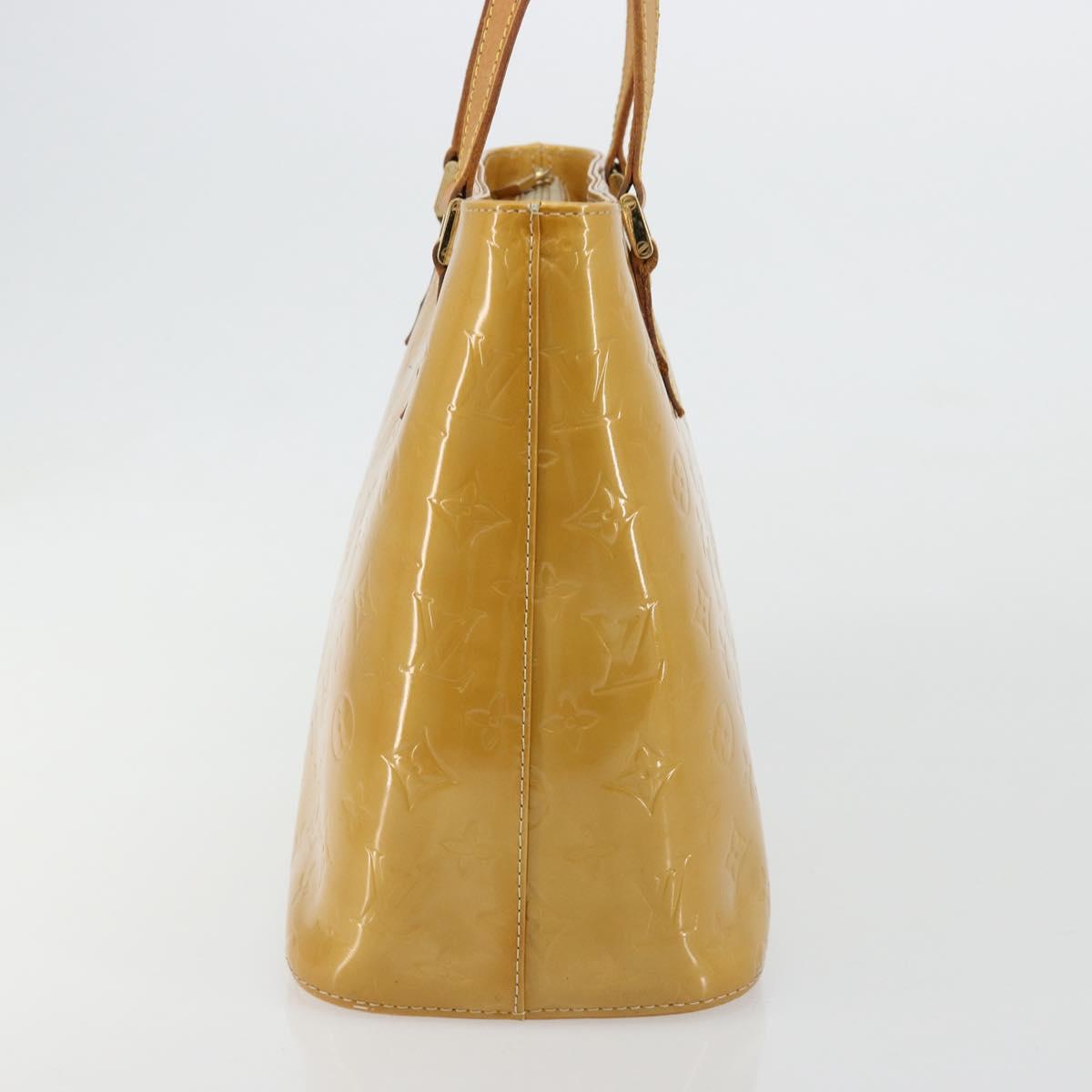 LOUIS VUITTON Monogram Vernis Houston Hand Bag Beige M91004 LV Auth bs35321