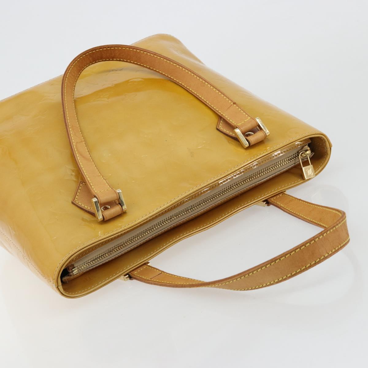 LOUIS VUITTON Monogram Vernis Houston Hand Bag Beige M91004 LV Auth bs35321