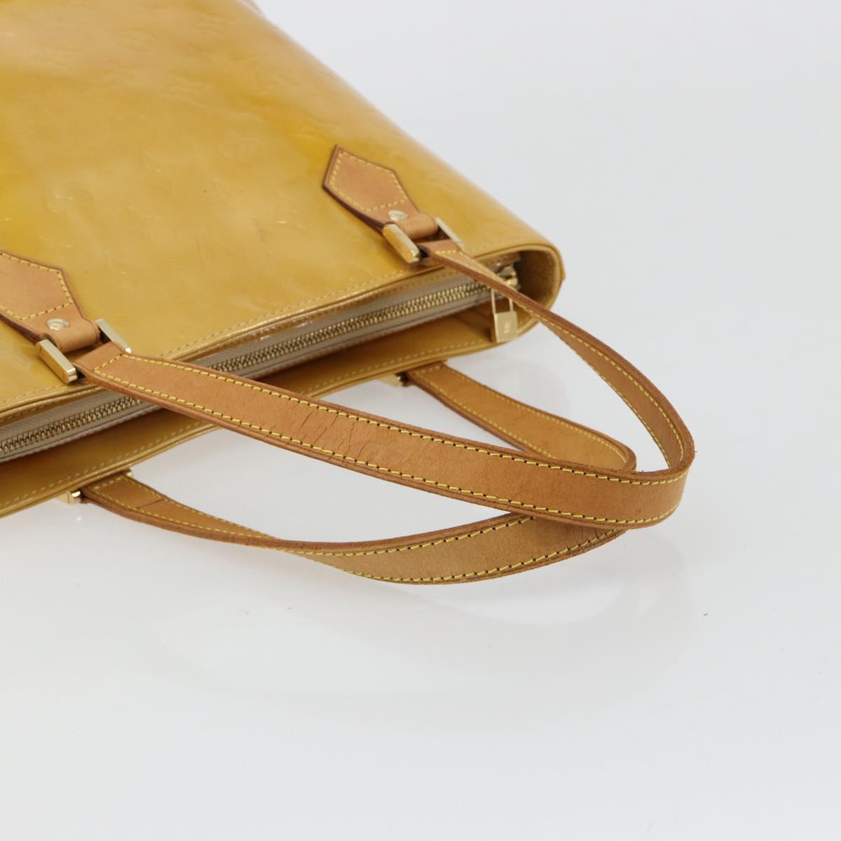 LOUIS VUITTON Monogram Vernis Houston Hand Bag Beige M91004 LV Auth bs35321