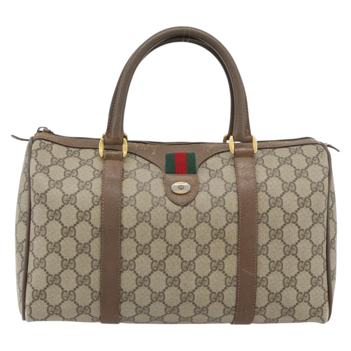 GUCCI GG Supreme Web Sherry Line Hand Bag PVC Beige Gold 98 02 007 Auth bs35333