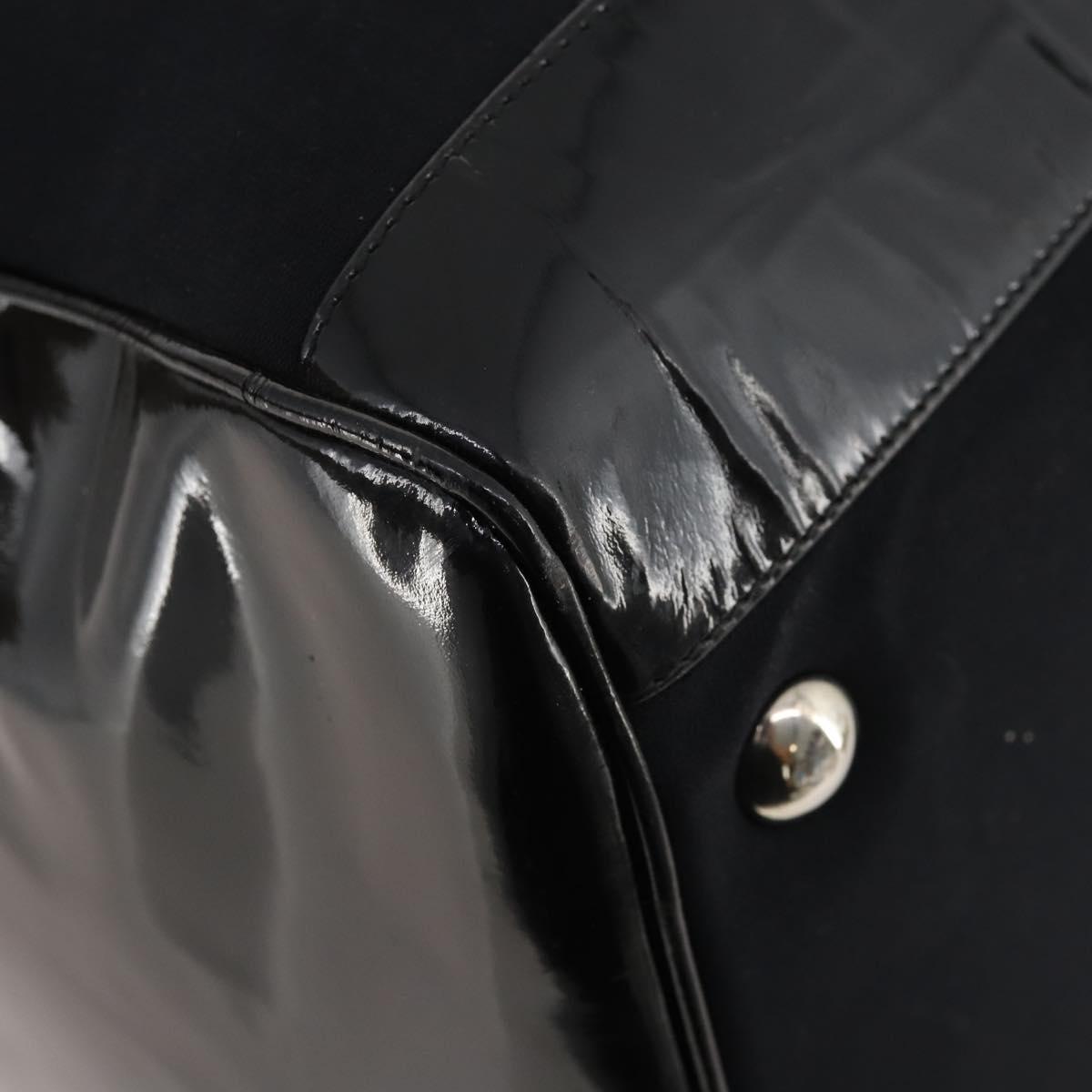 GUCCI Bamboo Boston Bag Nylon Black Silver Auth bs35335