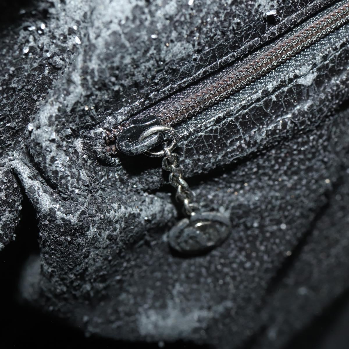 GUCCI Bamboo Boston Bag Nylon Black Silver Auth bs35335