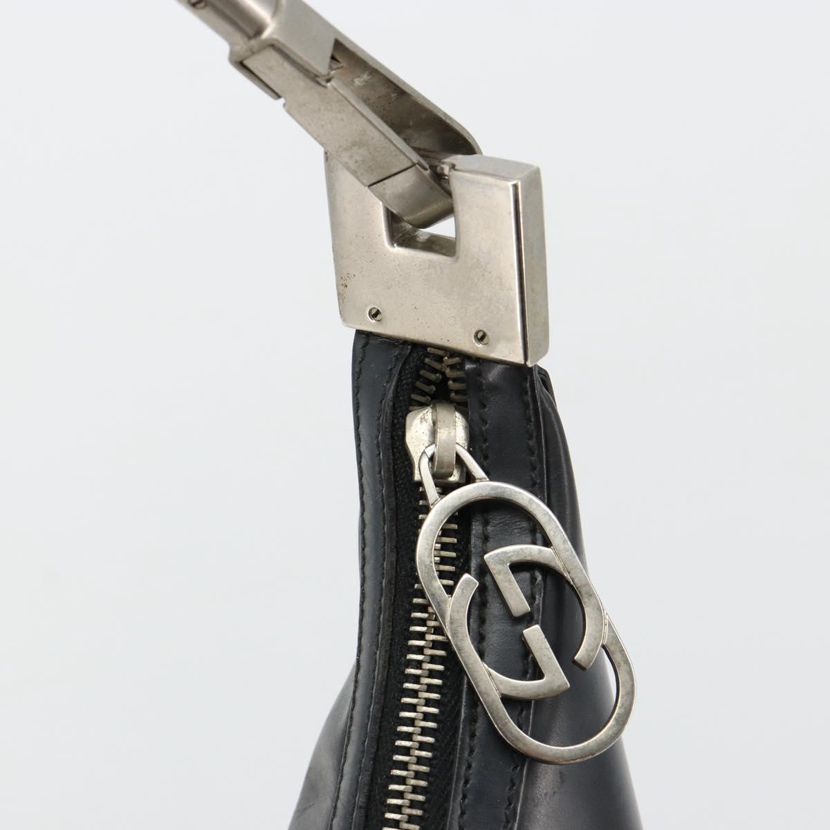 GUCCI Shoulder Bag Leather Black Silver 0013814 Auth bs35336