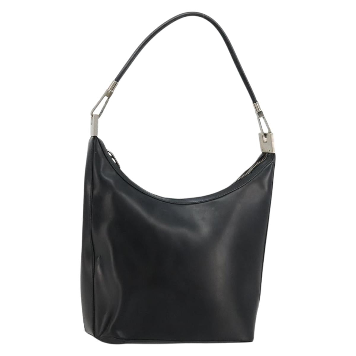 GUCCI Shoulder Bag Leather Black Silver 0013814 Auth bs35336
