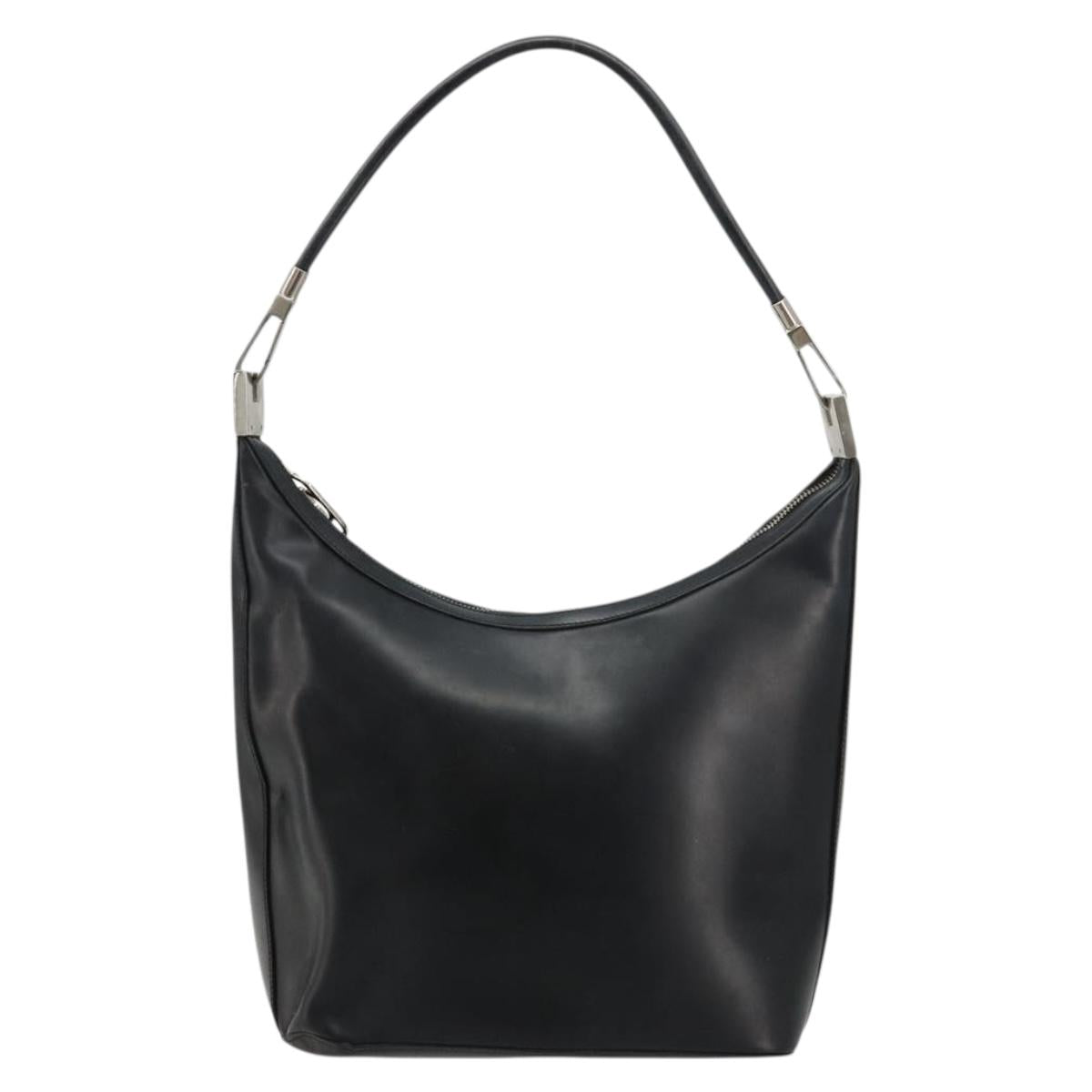 GUCCI Shoulder Bag Leather Black Silver 0013814 Auth bs35336