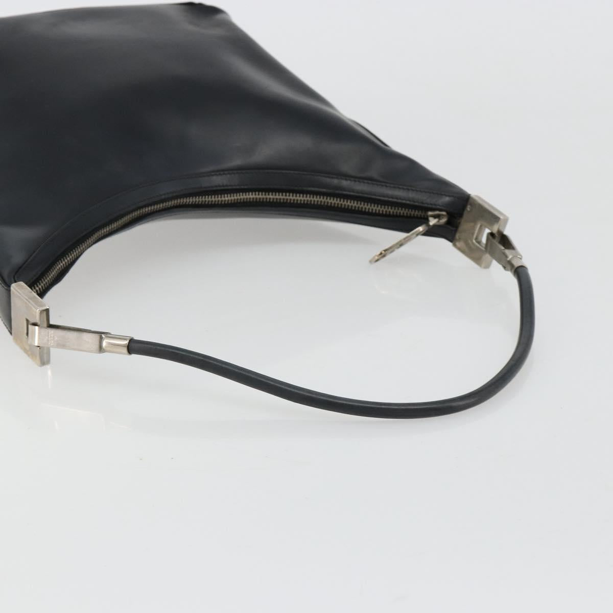 GUCCI Shoulder Bag Leather Black Silver 0013814 Auth bs35336