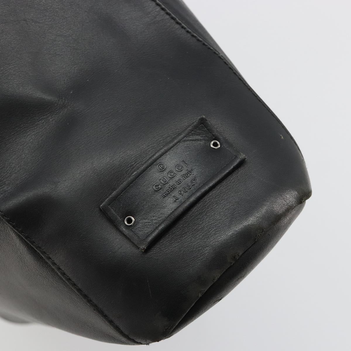 GUCCI Shoulder Bag Leather Black Silver 90647 Auth bs35337