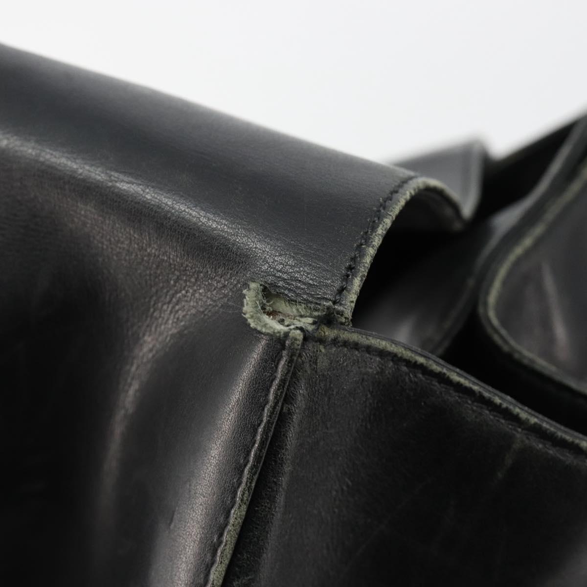 GUCCI Shoulder Bag Leather Black Silver 90647 Auth bs35337