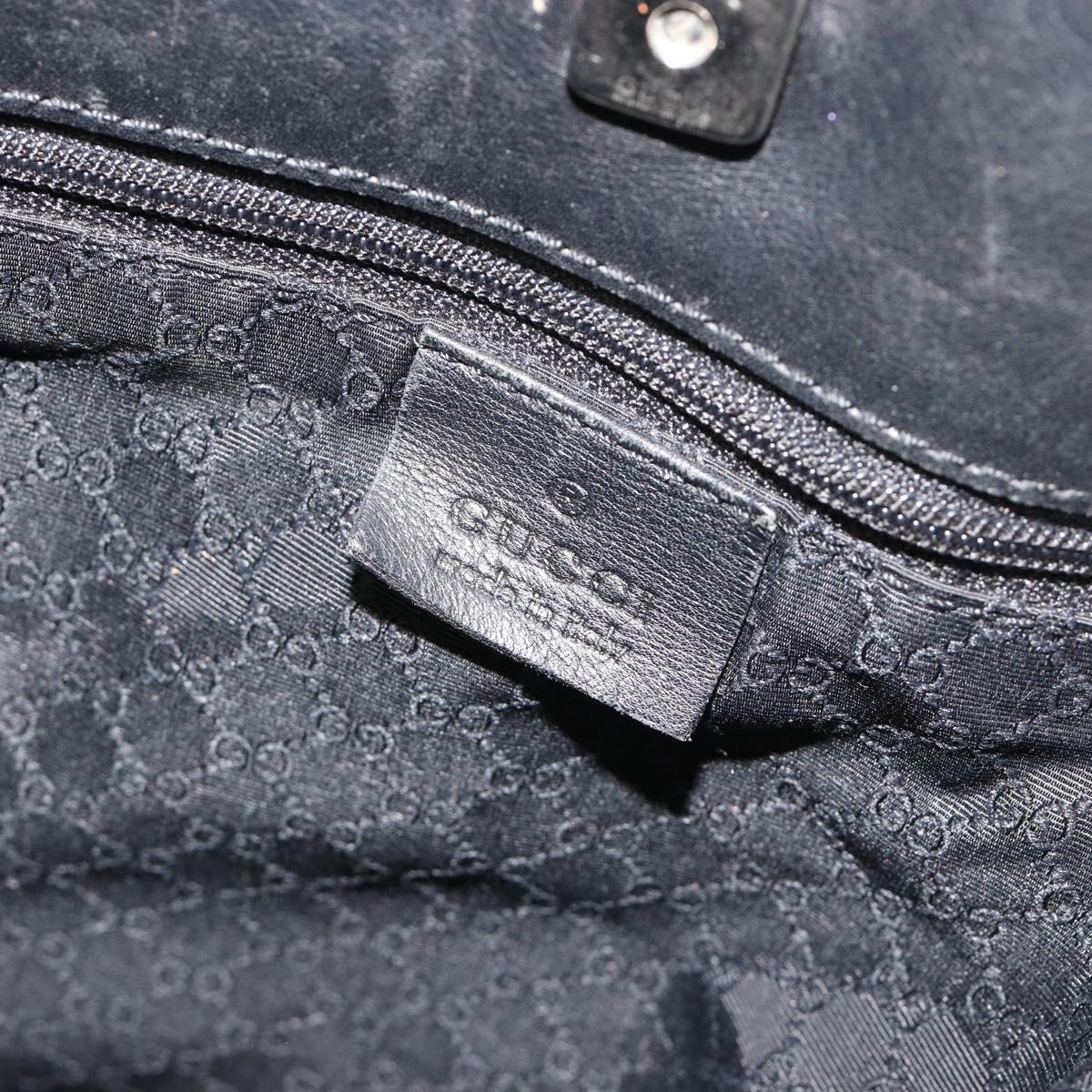GUCCI Shoulder Bag Leather Black Silver 90647 Auth bs35337