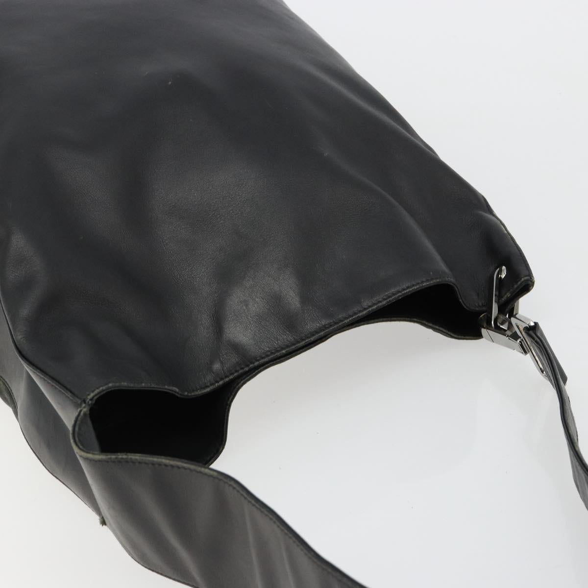 GUCCI Shoulder Bag Leather Black Silver 90647 Auth bs35337