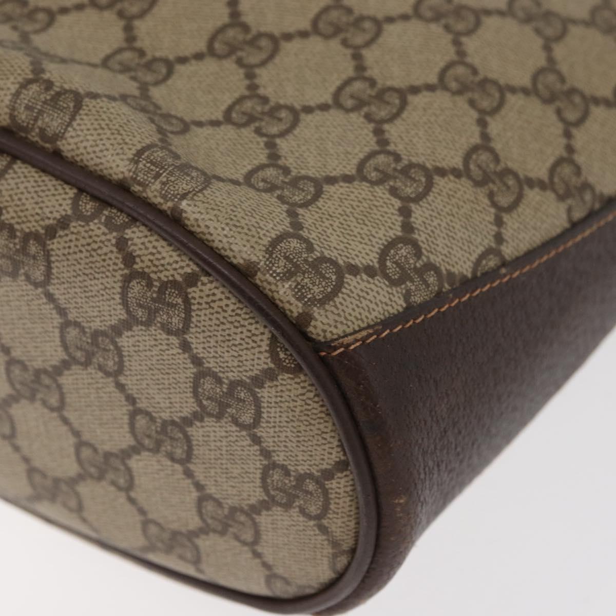 GUCCI GG Supreme Web Sherry Line Bag PVC Beige Gold 40 02 081 Auth bs35338