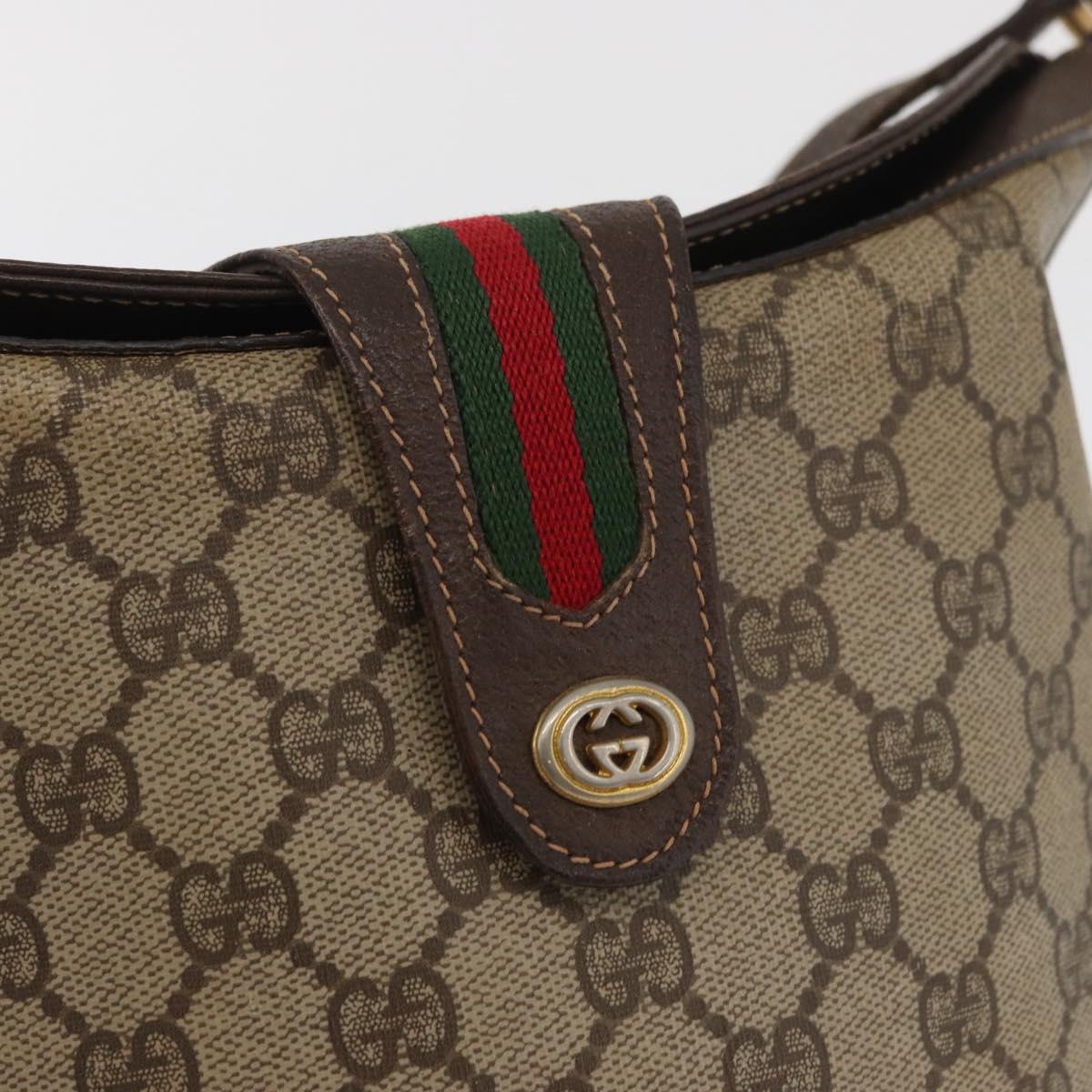 GUCCI GG Supreme Web Sherry Line Bag PVC Beige Gold 40 02 081 Auth bs35338