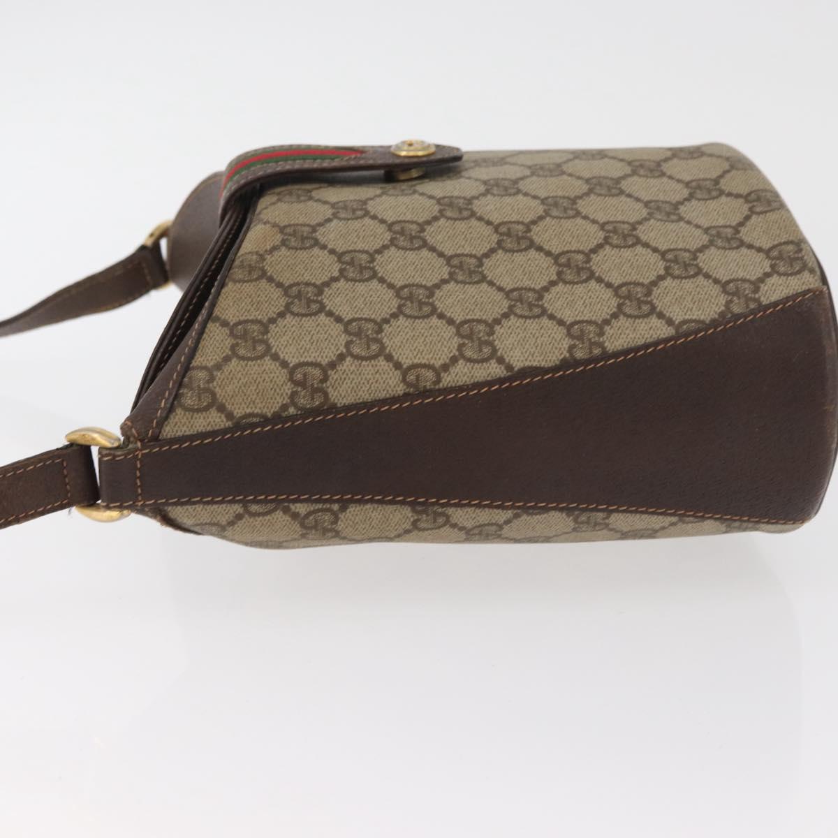 GUCCI GG Supreme Web Sherry Line Bag PVC Beige Gold 40 02 081 Auth bs35338