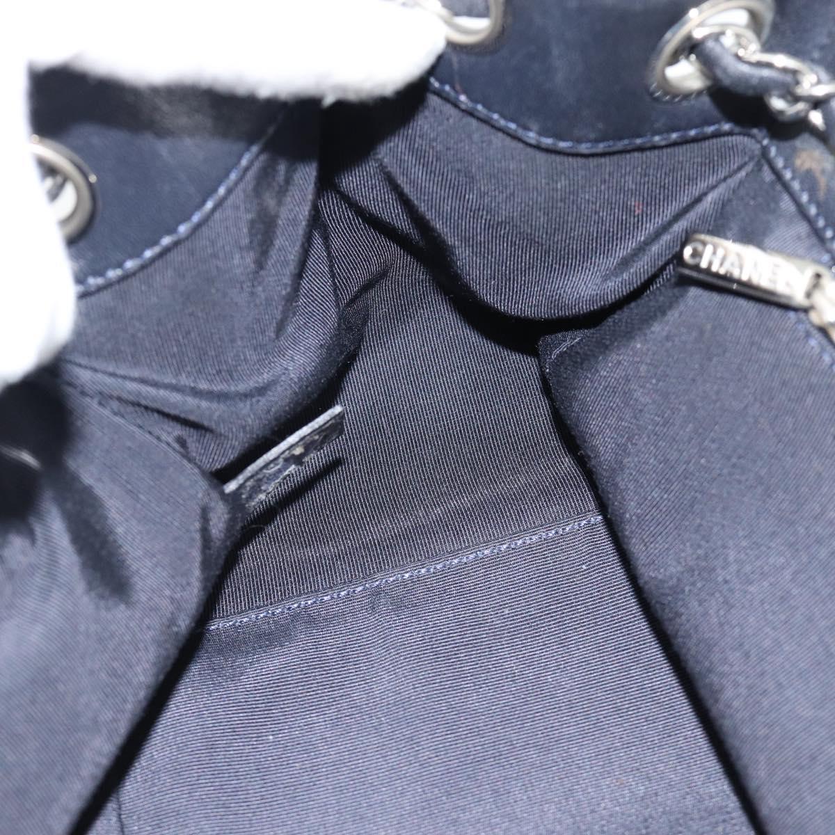 CHANEL Matelasse Chain Purse Bag Patent Leather Navy Silver CC Auth bs35340