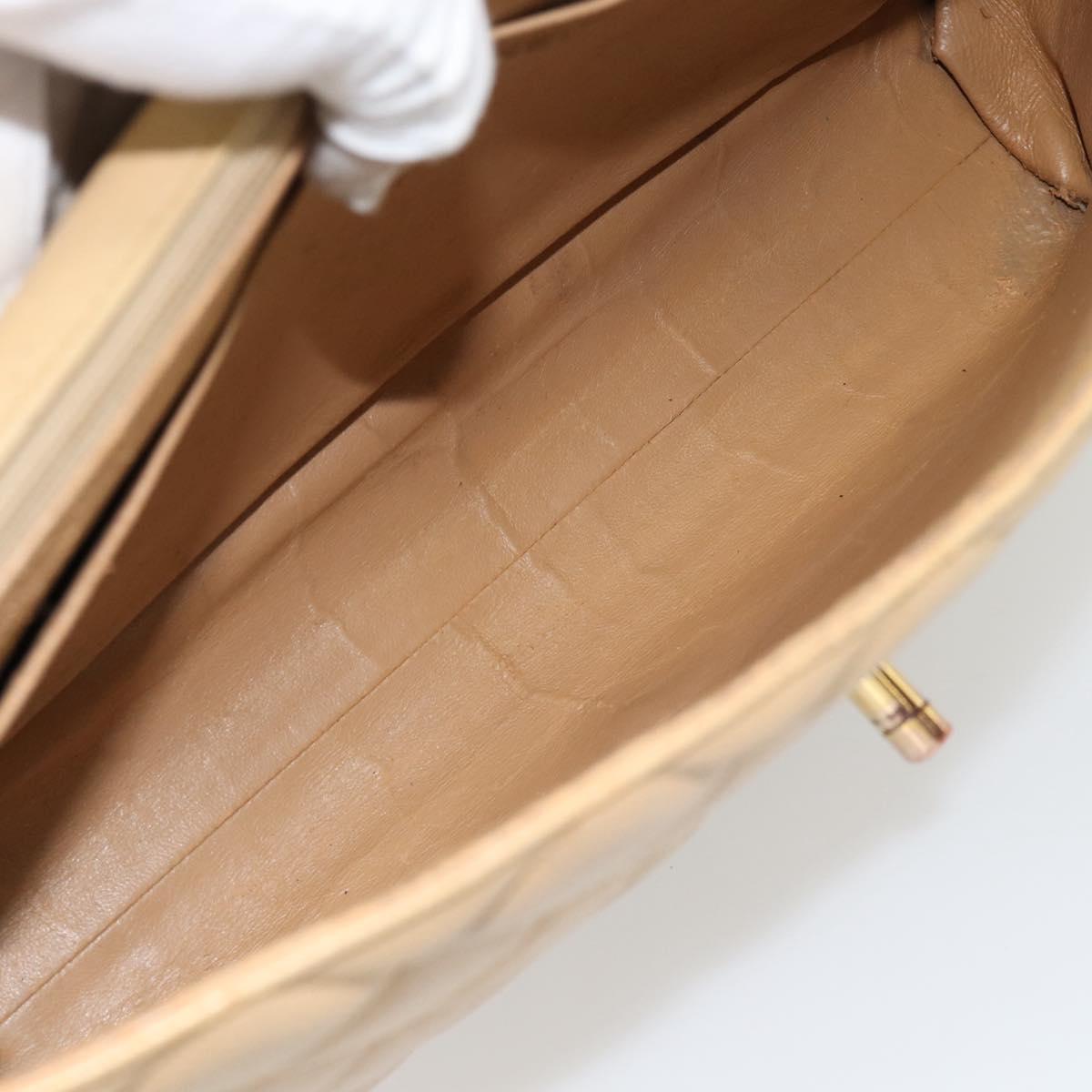 CHANEL Matelasse Business Bag Caviar Skin Beige Gold CC Auth bs35346