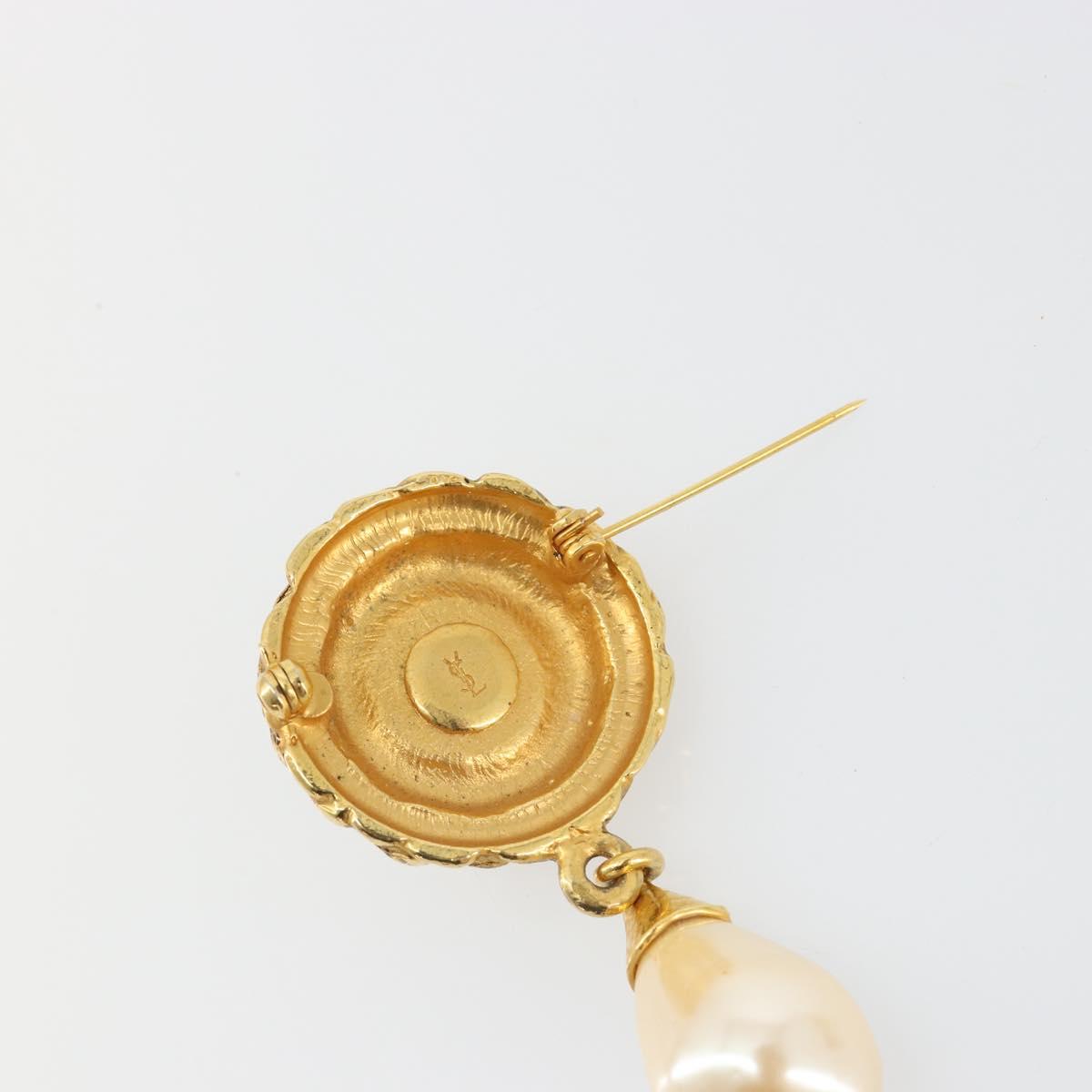 SAINT LAURENT Brooch metal Gold Auth bs35355A