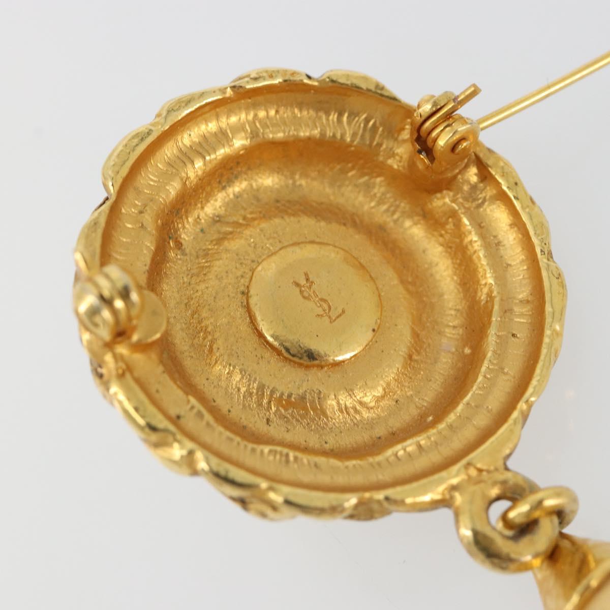 SAINT LAURENT Brooch metal Gold Auth bs35355A