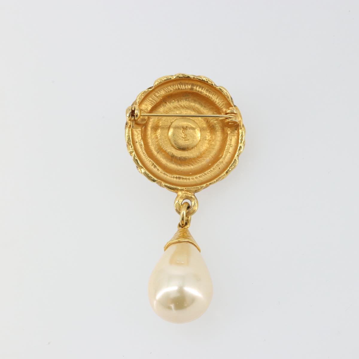 SAINT LAURENT Brooch metal Gold Auth bs35355A