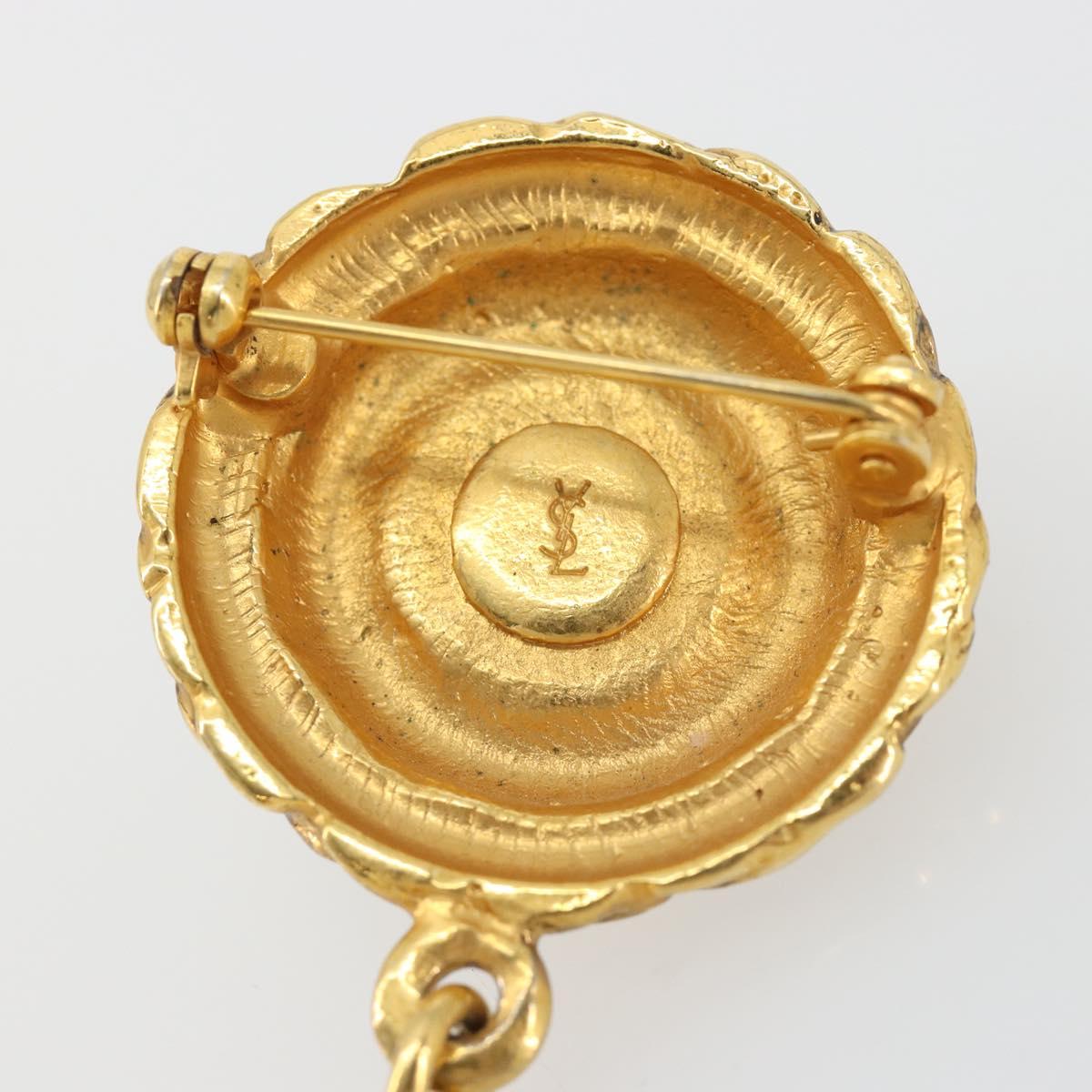 SAINT LAURENT Brooch metal Gold Auth bs35355A
