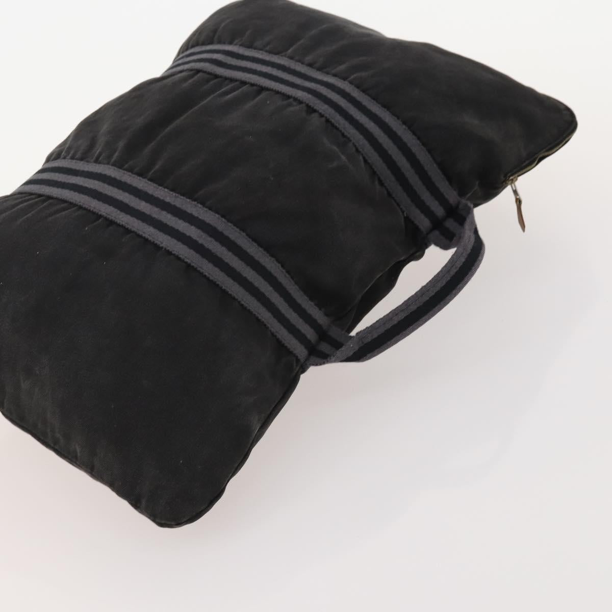 HERMES Hand Bag Canvas 3 Set Gray Black Brown Auth bs35362