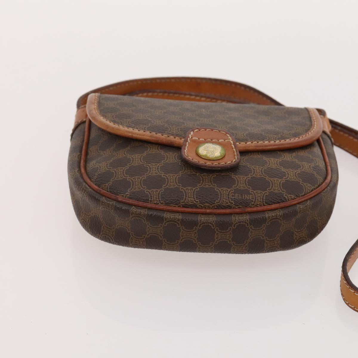 CELINE Macadam Canvas Shoulder Bag PVC Leather 2 Set Brown Auth bs35363