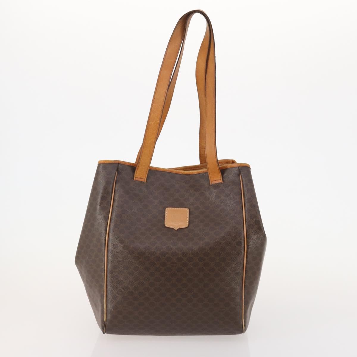 CELINE Macadam Canvas Shoulder Bag PVC Leather 2 Set Brown Auth bs35363