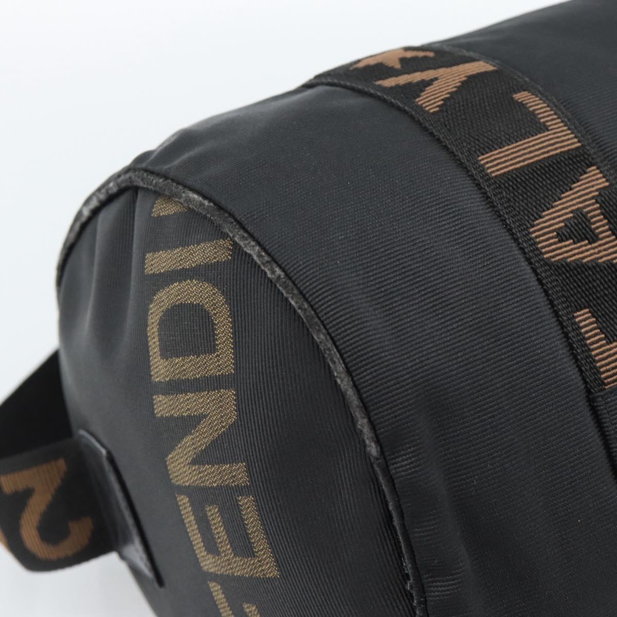 FENDI Hand Bag Canvas 2way Black Gold Auth bs35369