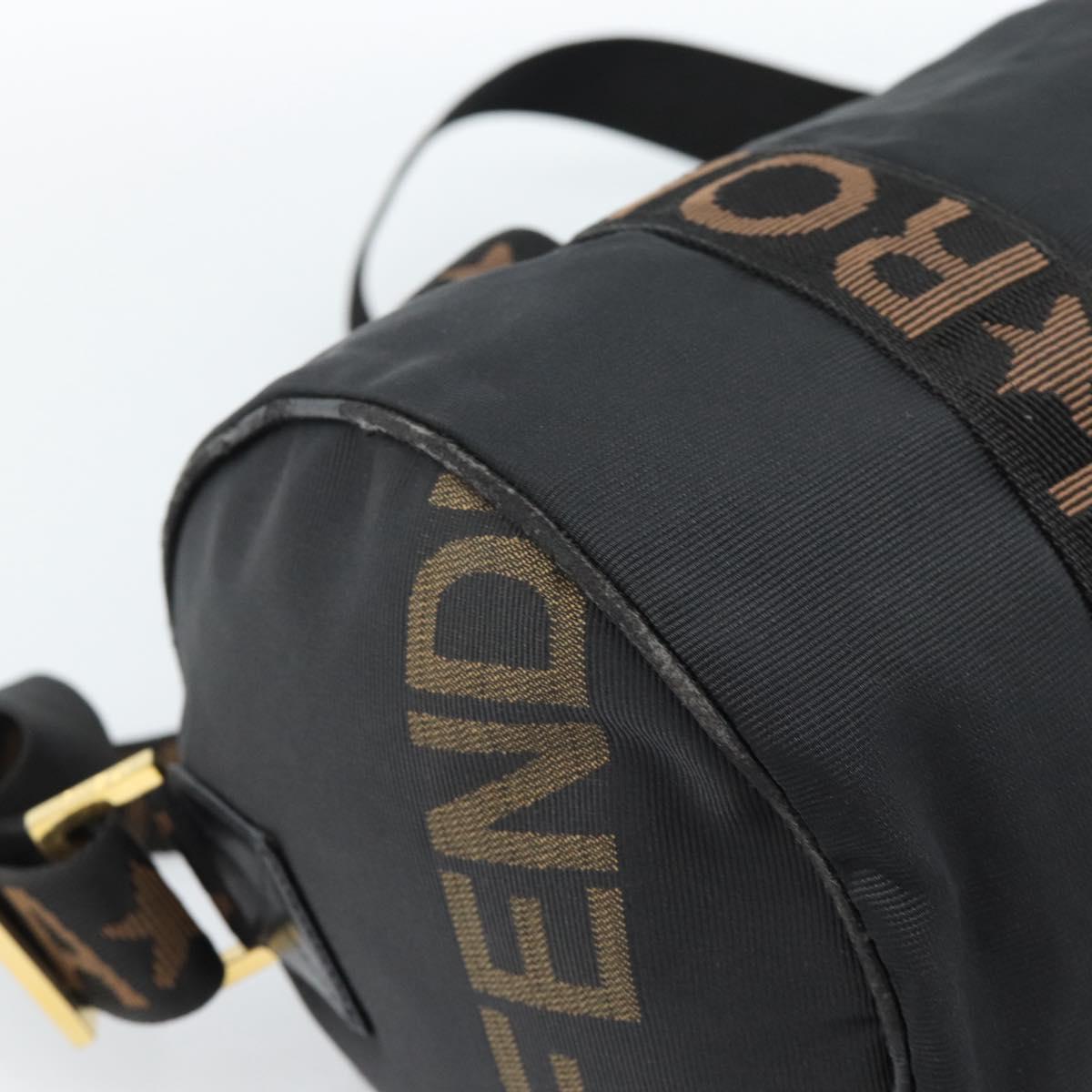 FENDI Hand Bag Canvas 2way Black Gold Auth bs35369