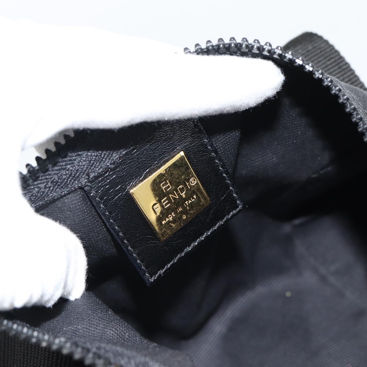 FENDI Hand Bag Canvas 2way Black Gold Auth bs35369
