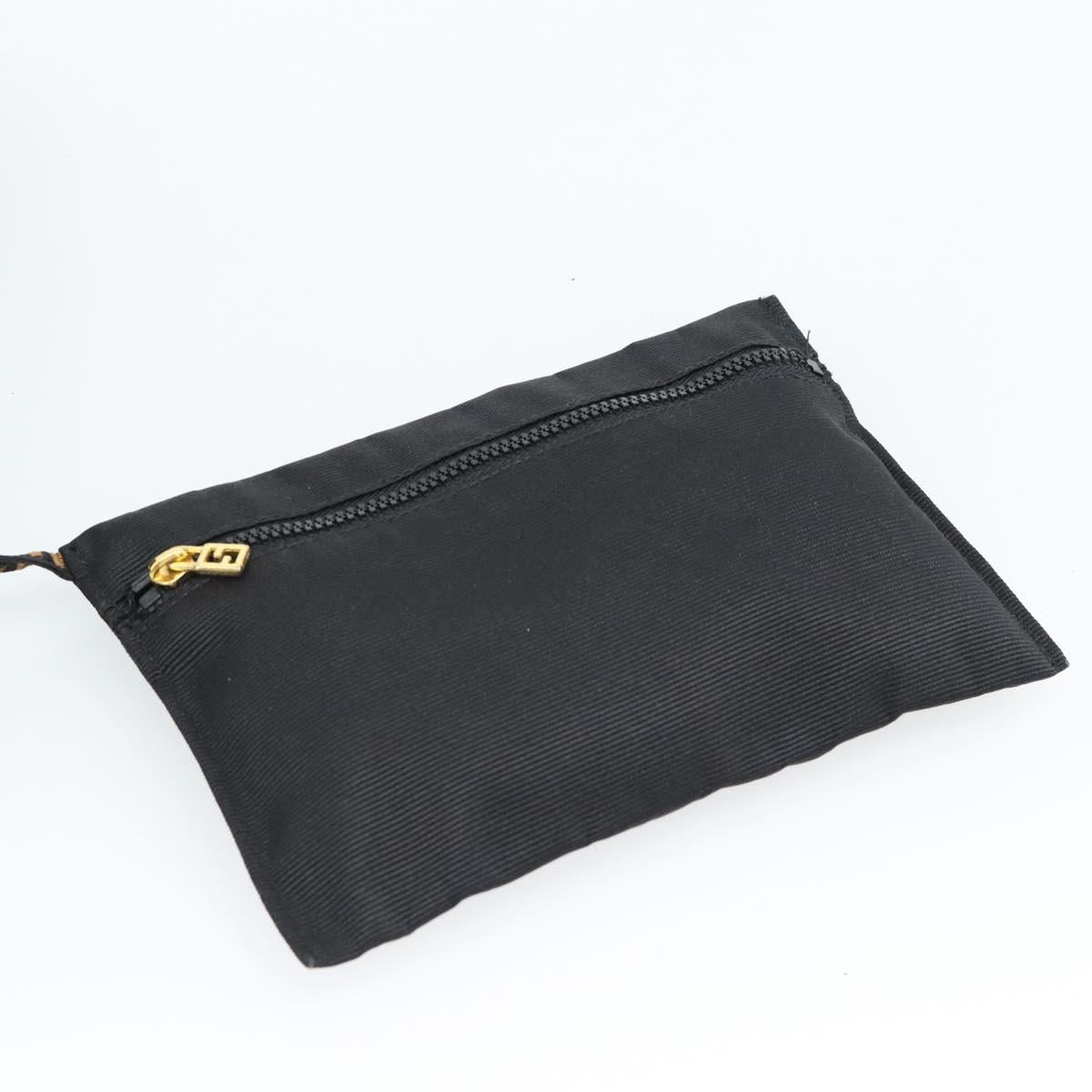 FENDI Hand Bag Canvas 2way Black Gold Auth bs35369