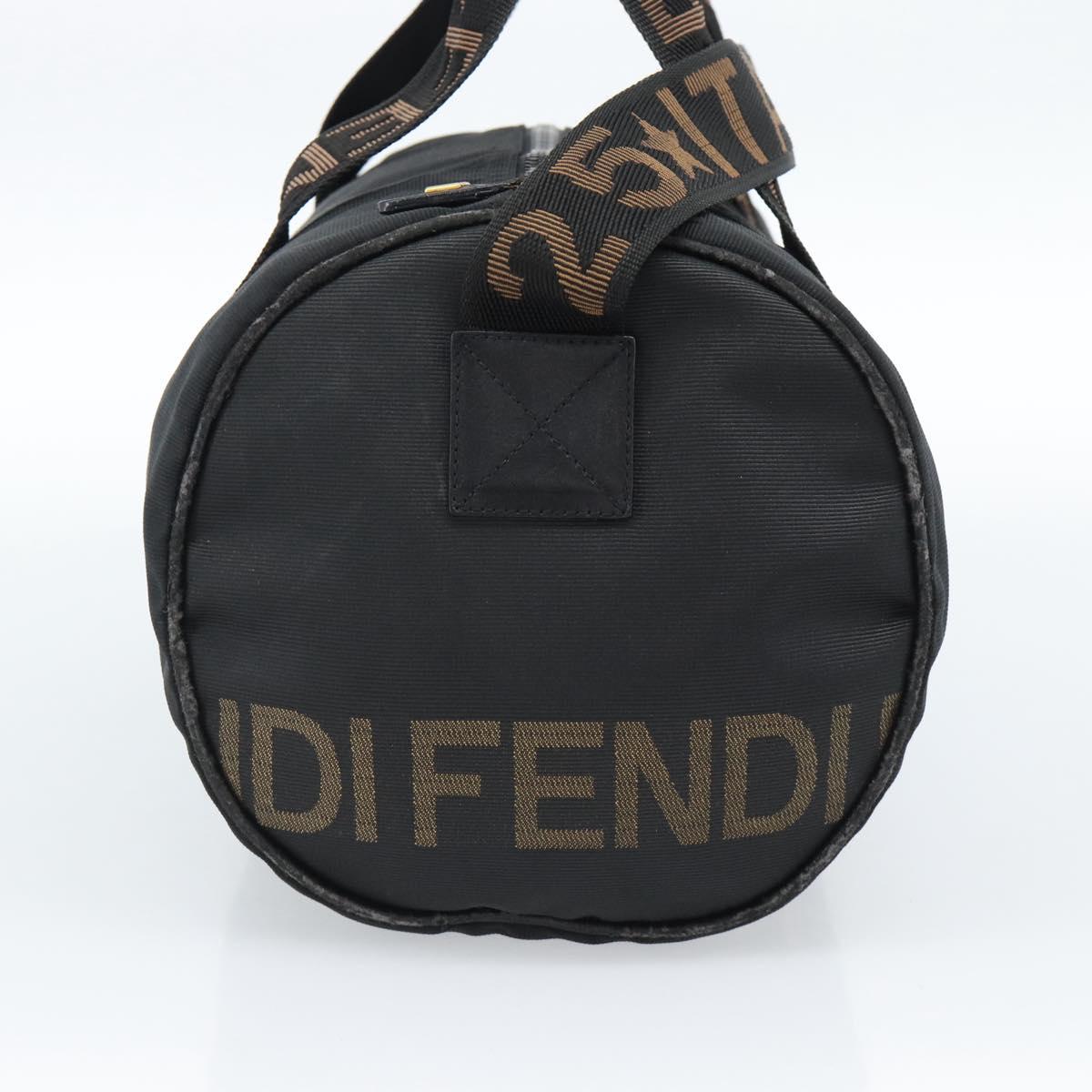 FENDI Hand Bag Canvas 2way Black Gold Auth bs35369