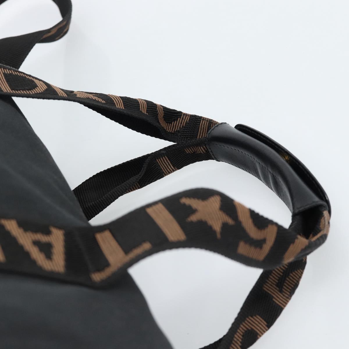 FENDI Hand Bag Canvas 2way Black Gold Auth bs35369
