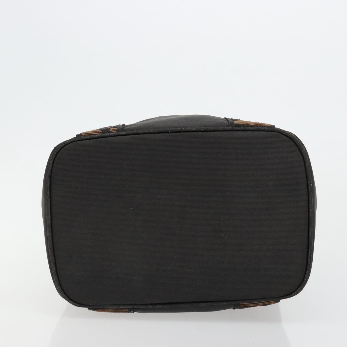 FENDI Hand Bag Canvas Black Silver Auth bs35371