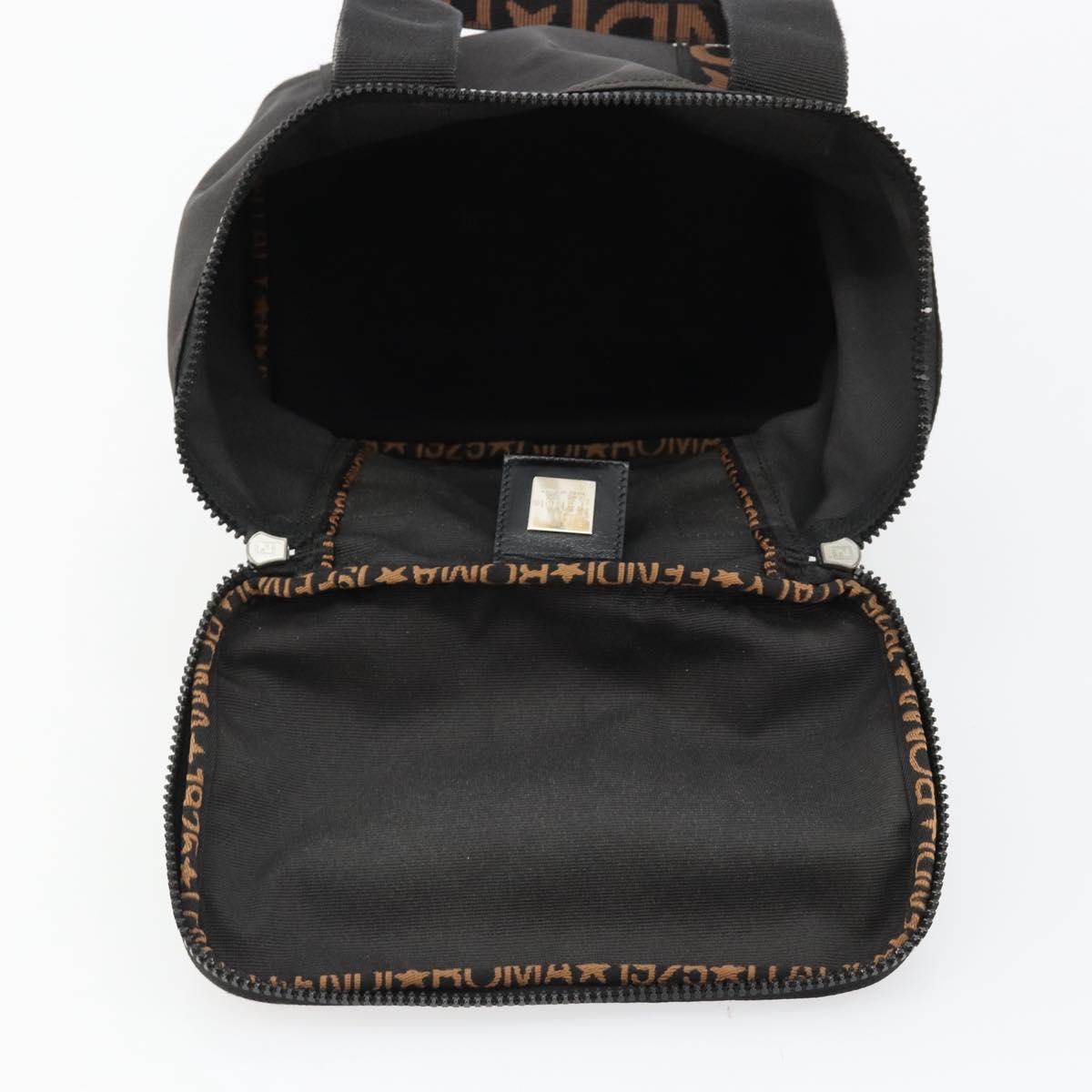 FENDI Hand Bag Canvas Black Silver Auth bs35371