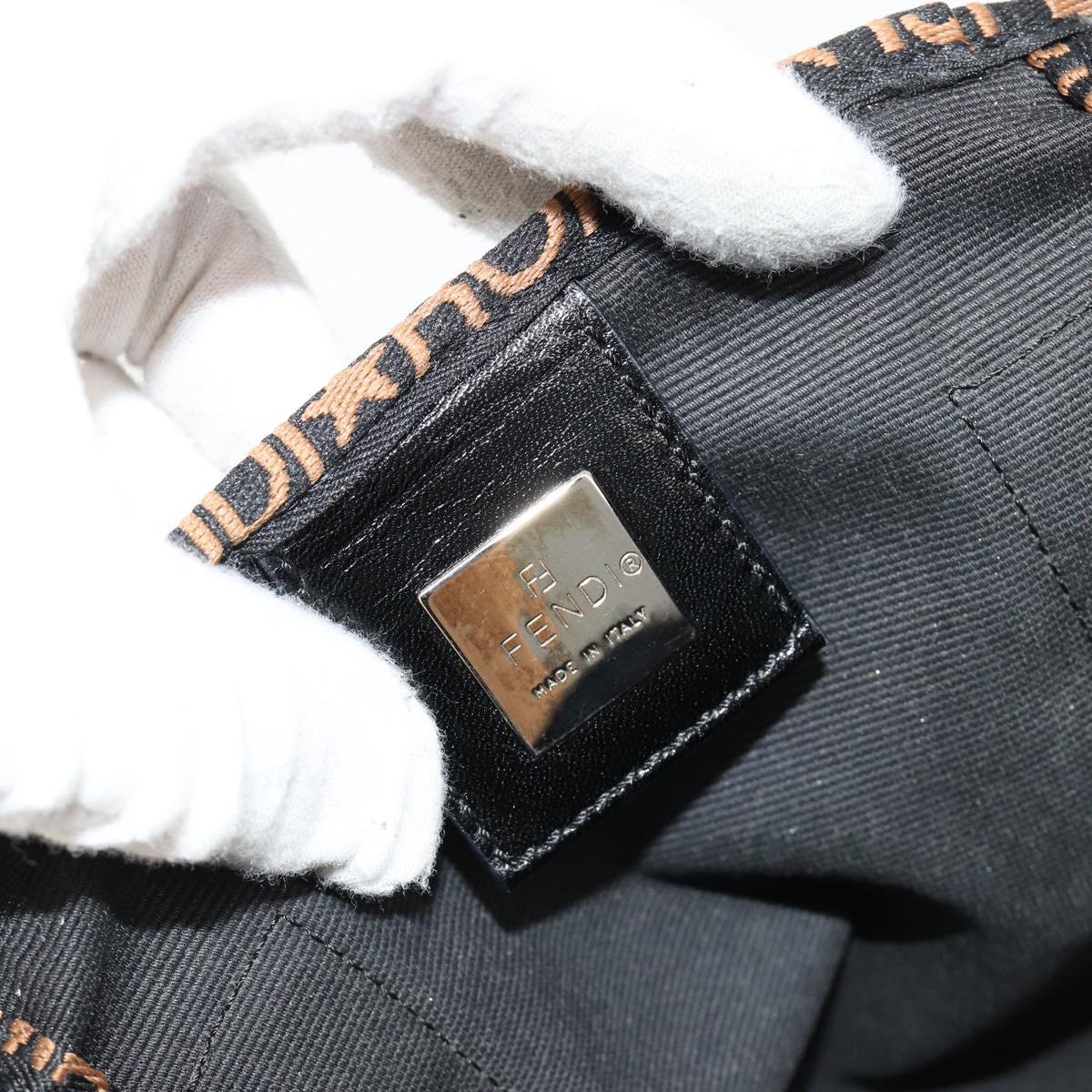 FENDI Hand Bag Canvas Black Silver Auth bs35371