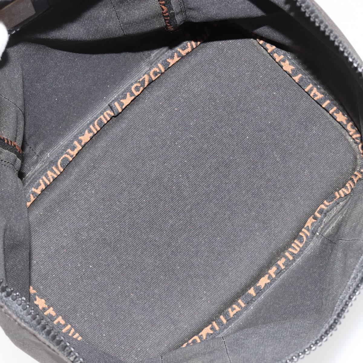 FENDI Hand Bag Canvas Black Silver Auth bs35371