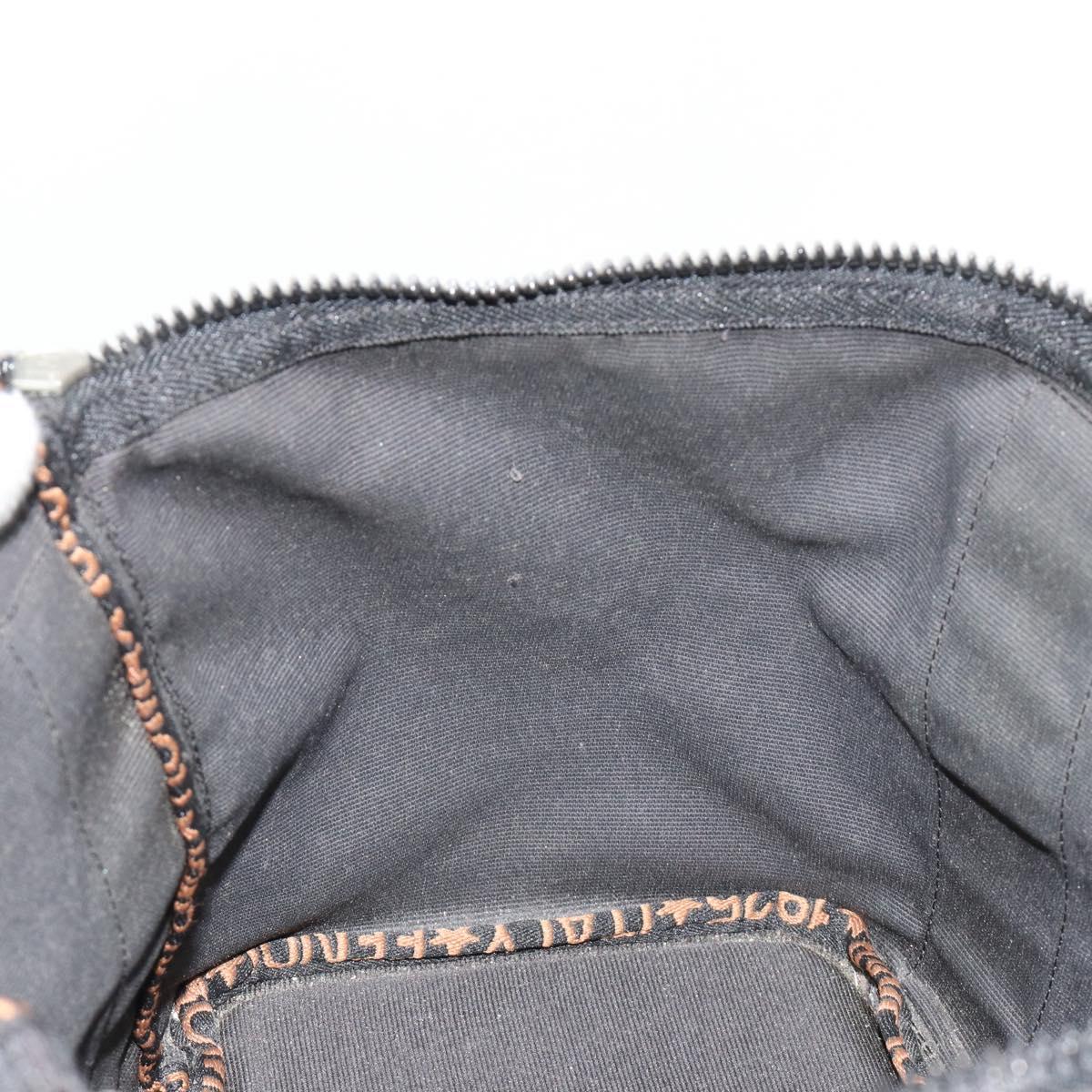 FENDI Hand Bag Canvas Black Silver Auth bs35371