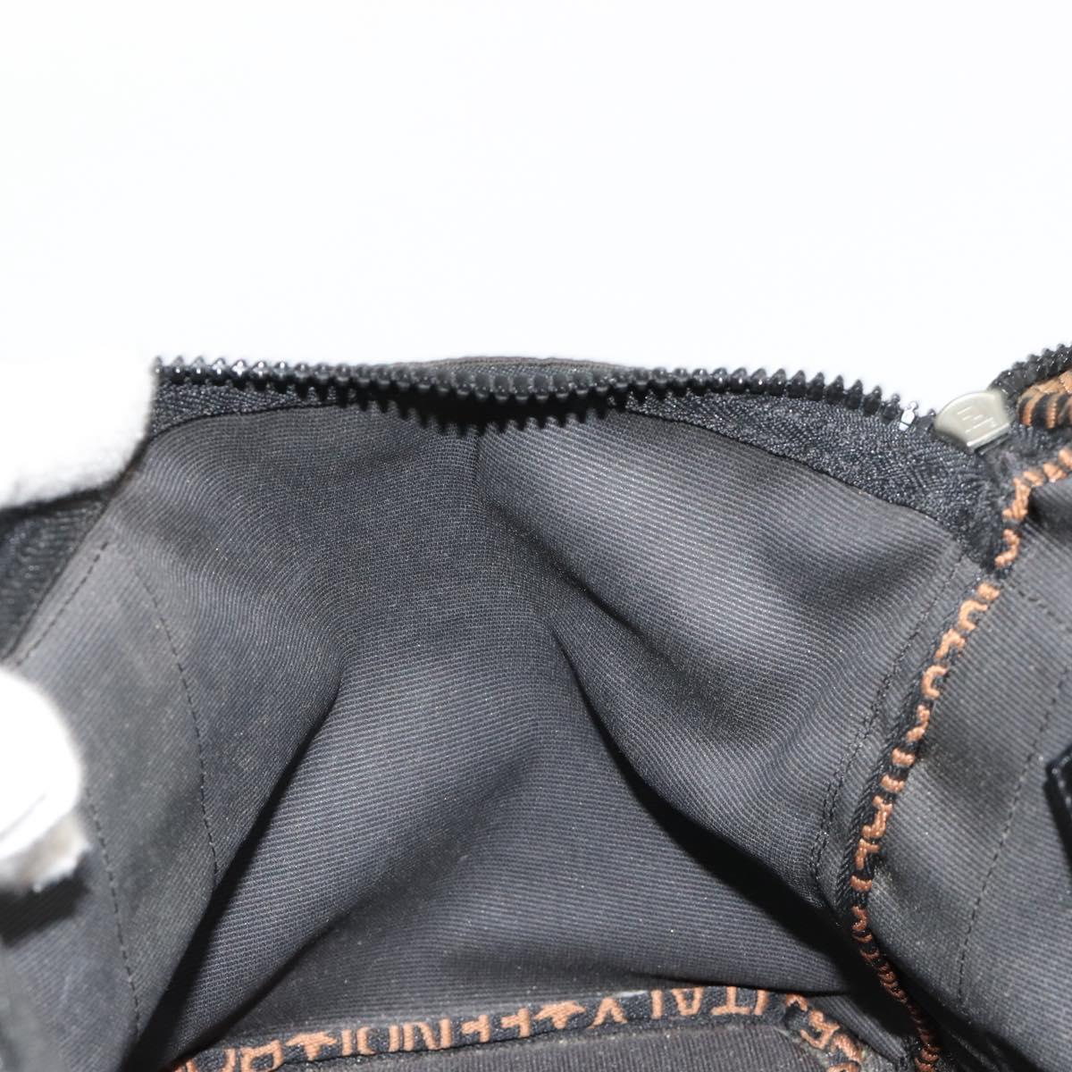 FENDI Hand Bag Canvas Black Silver Auth bs35371