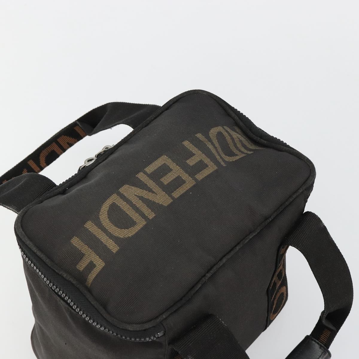 FENDI Hand Bag Canvas Black Silver Auth bs35371