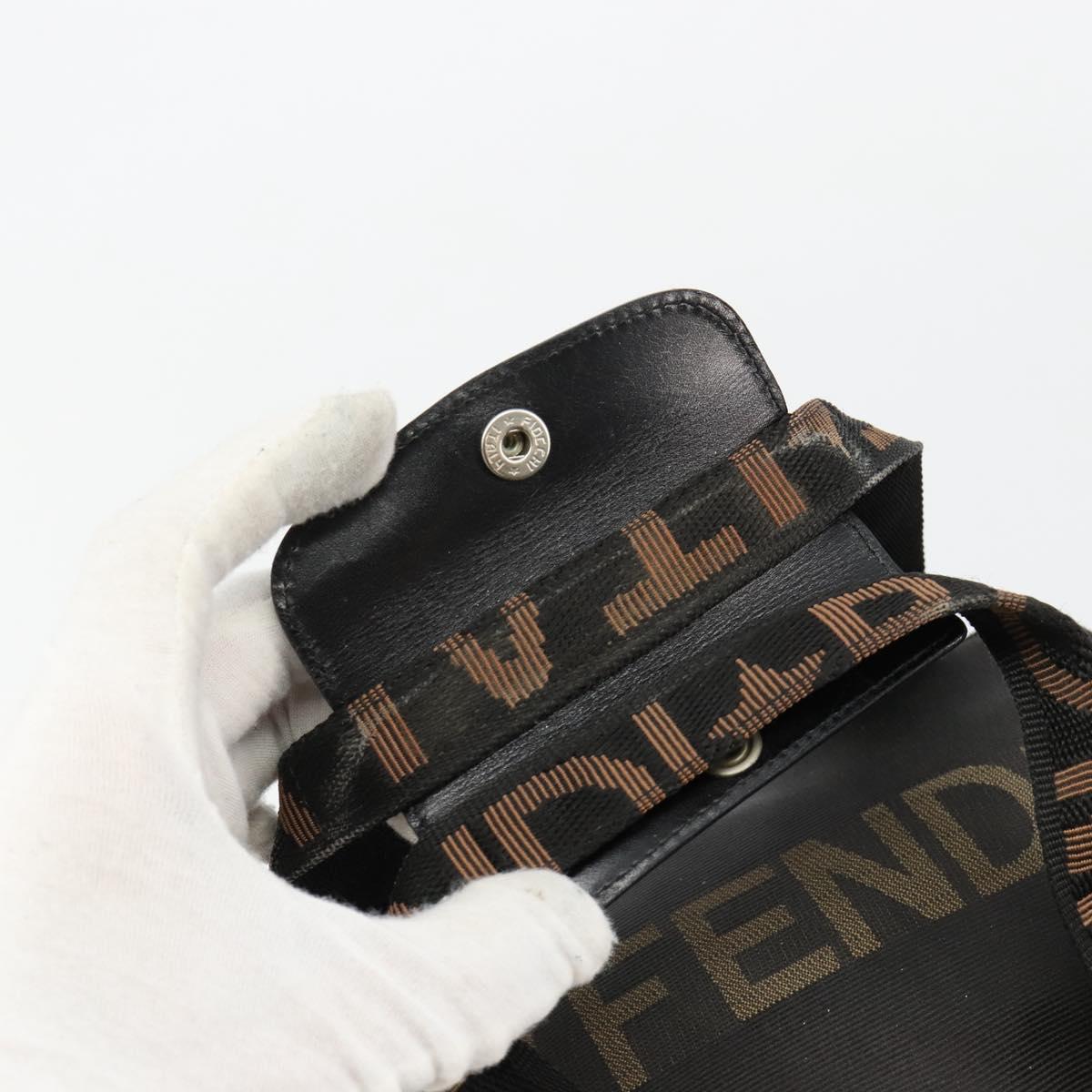 FENDI Hand Bag Canvas Black Silver Auth bs35371