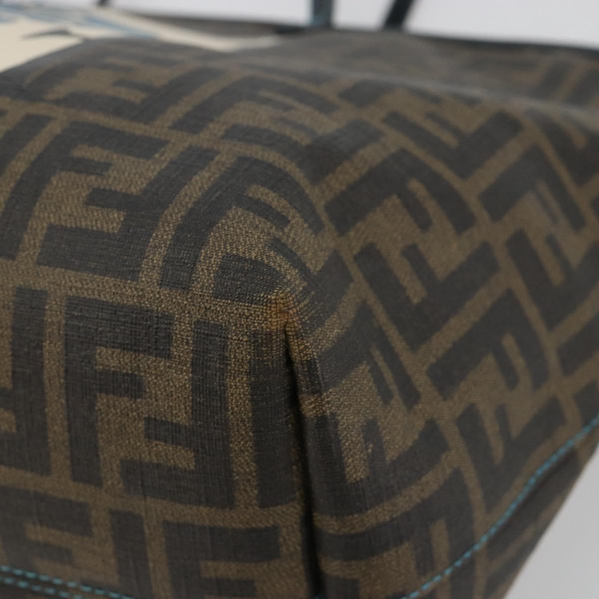 FENDI Zucca Canvas Tote Bag PVC Black Brown Auth bs35373