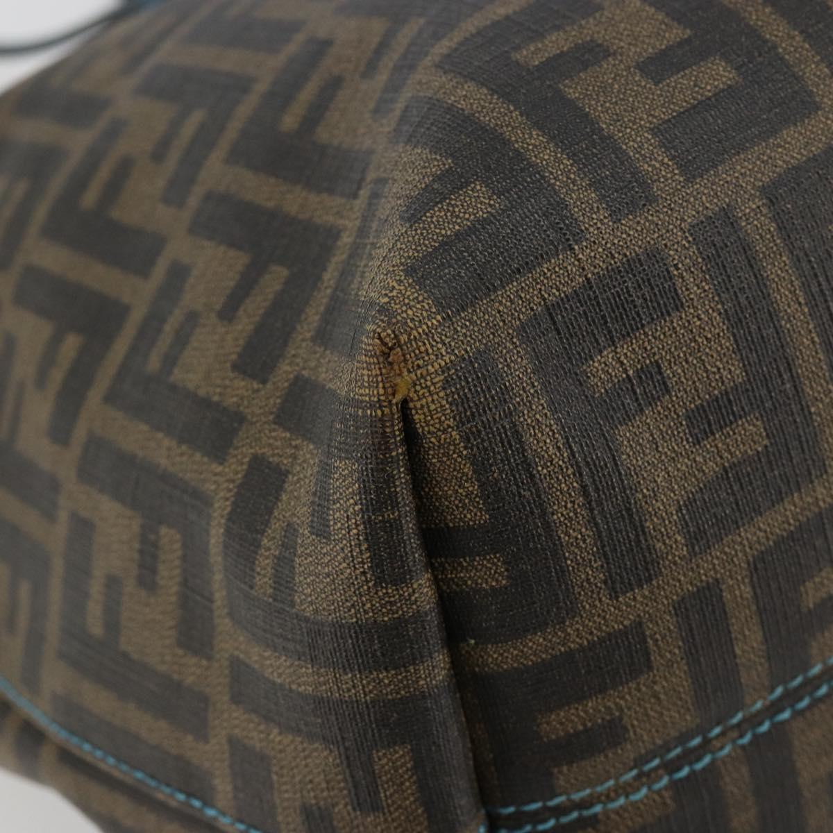 FENDI Zucca Canvas Tote Bag PVC Black Brown Auth bs35373