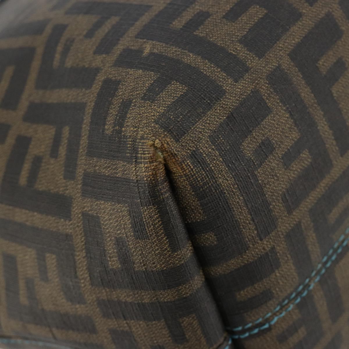FENDI Zucca Canvas Tote Bag PVC Black Brown Auth bs35373
