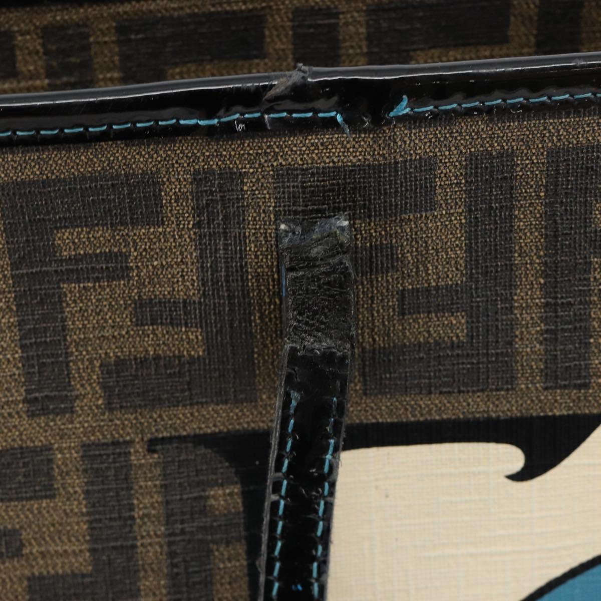 FENDI Zucca Canvas Tote Bag PVC Black Brown Auth bs35373