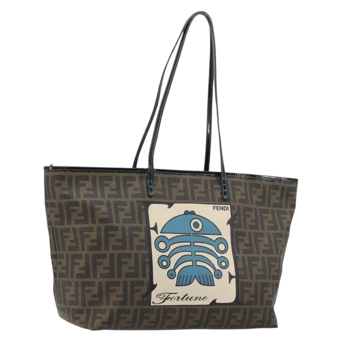 FENDI Zucca Canvas Tote Bag PVC Black Brown Auth bs35373