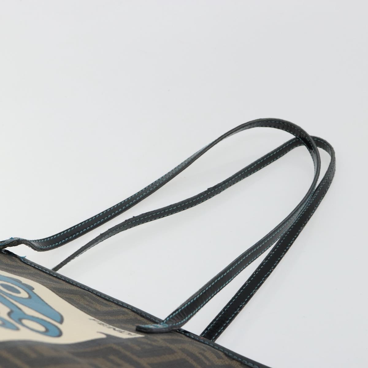 FENDI Zucca Canvas Tote Bag PVC Black Brown Auth bs35373