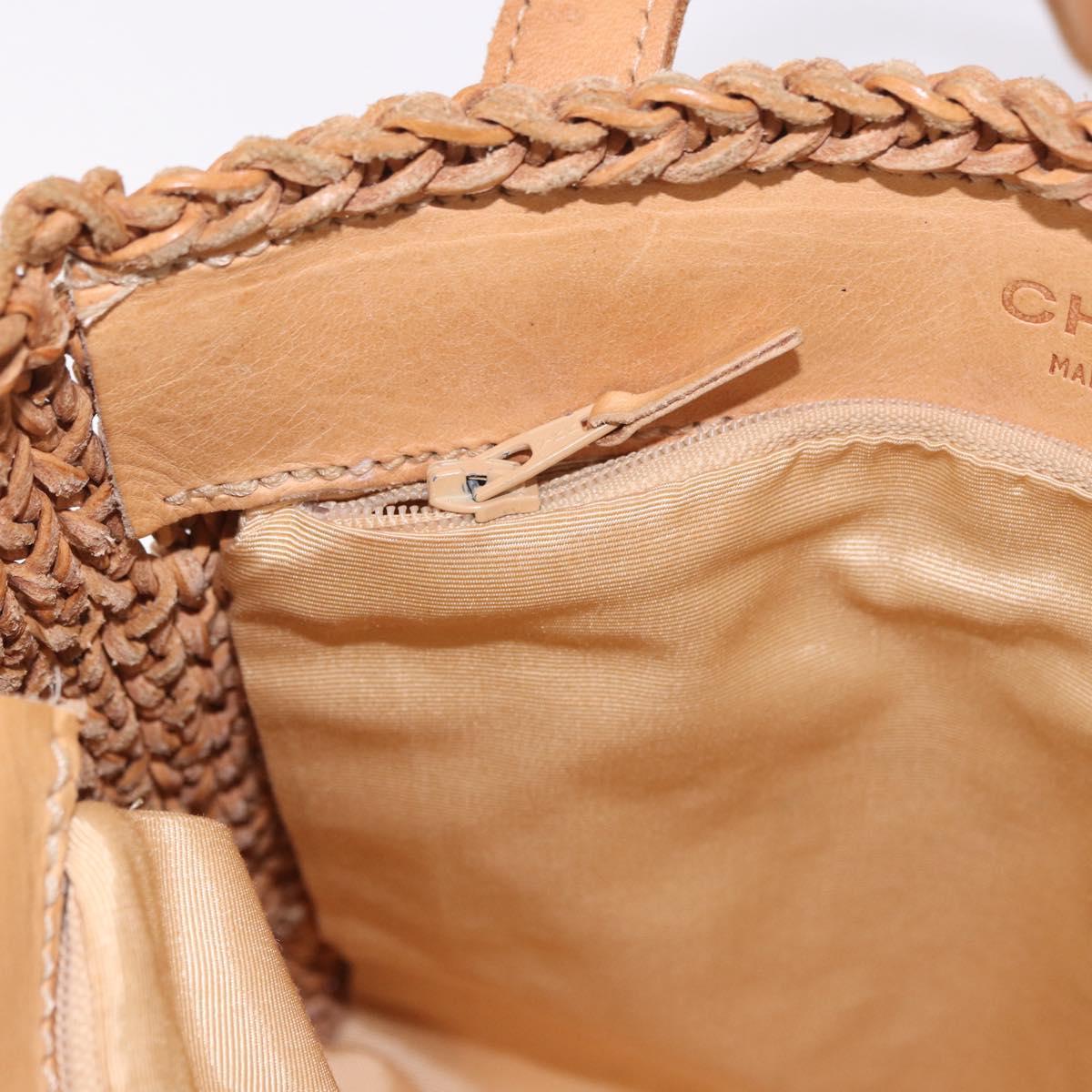 CHANEL Tote Bag Raffia Brown CC Auth bs35379A