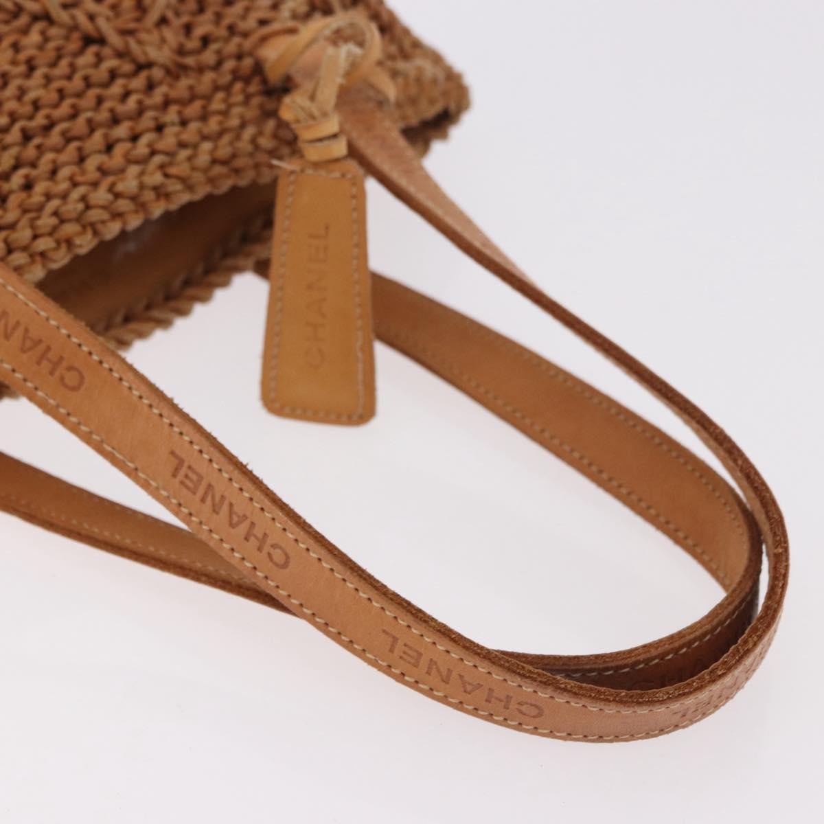 CHANEL Tote Bag Raffia Brown CC Auth bs35379A