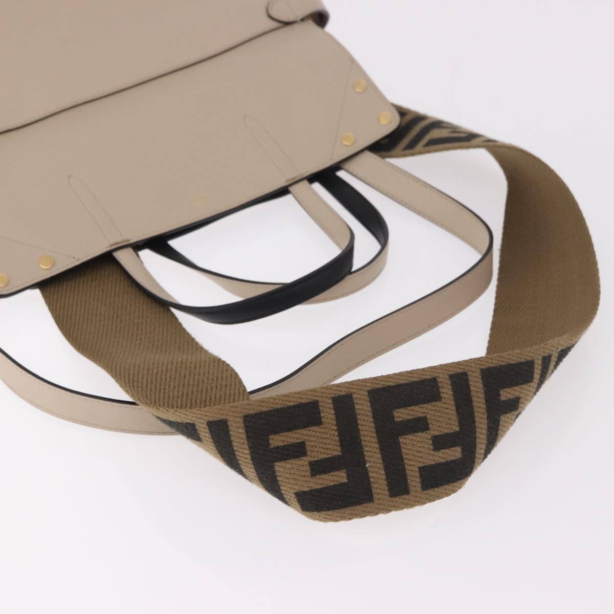 FENDI Flip Tote Bag Leather 3way Navy Gold Auth bs35380A
