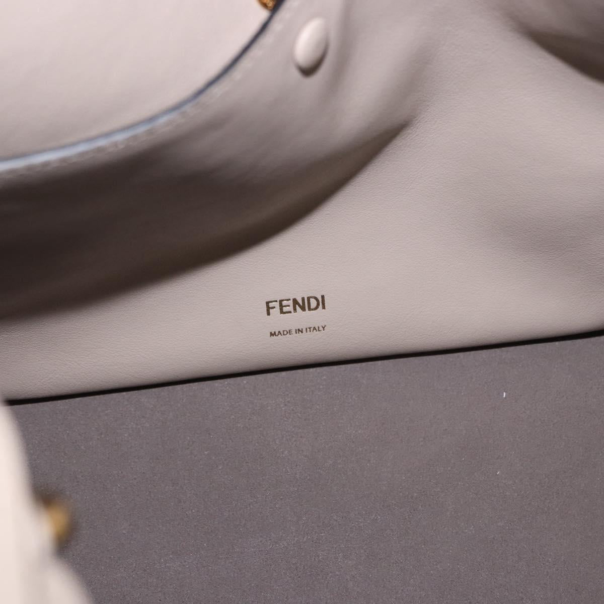 FENDI Flip Tote Bag Leather 3way Navy Gold Auth bs35380A
